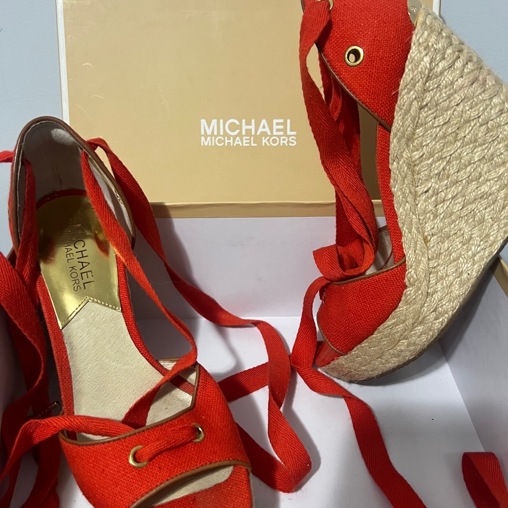 Michael Kors Vibrant Red Espadrille Wedges